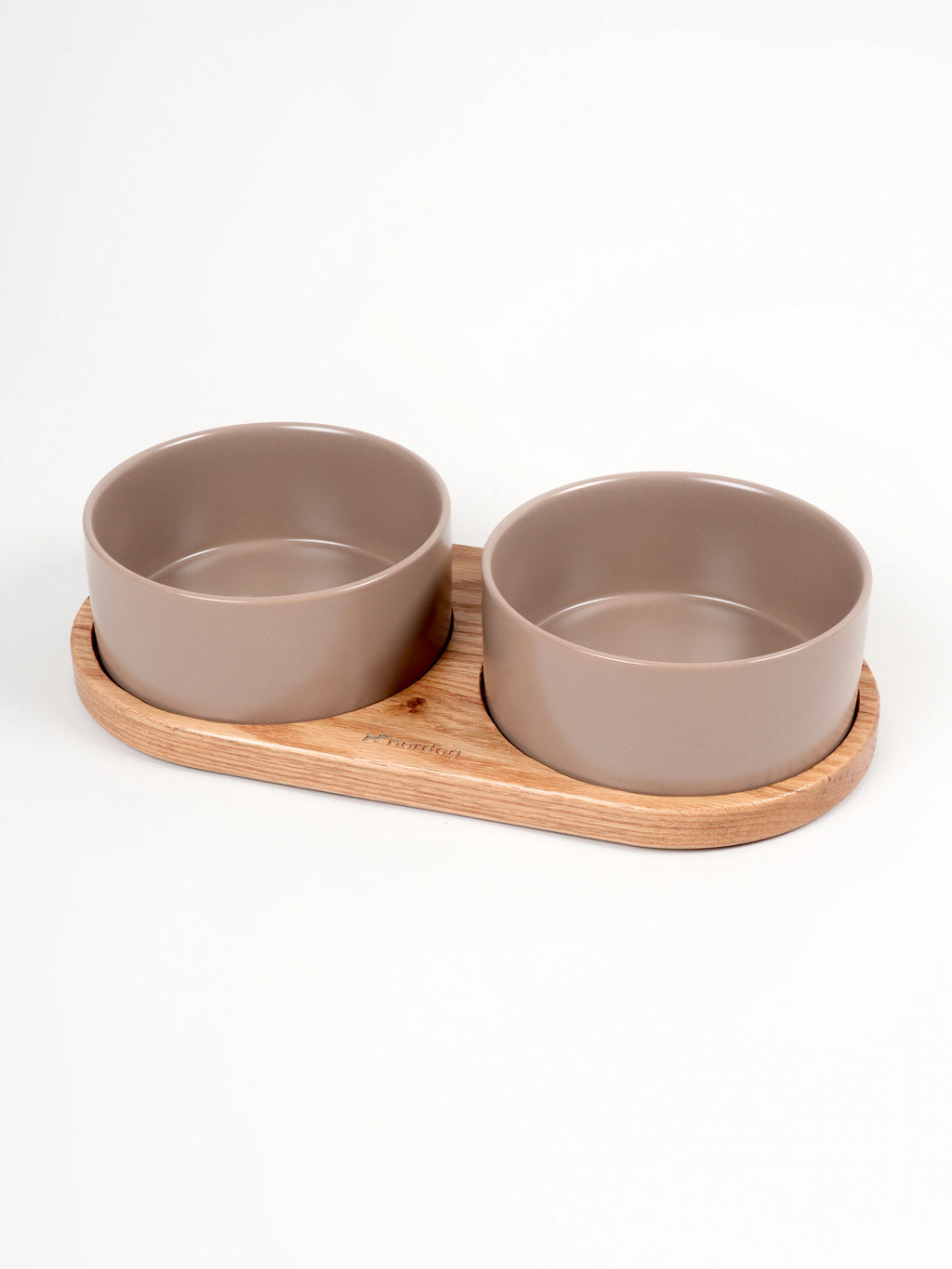 Dvojitá miska pre psa Barcelona (olejovaný dub, mocca)