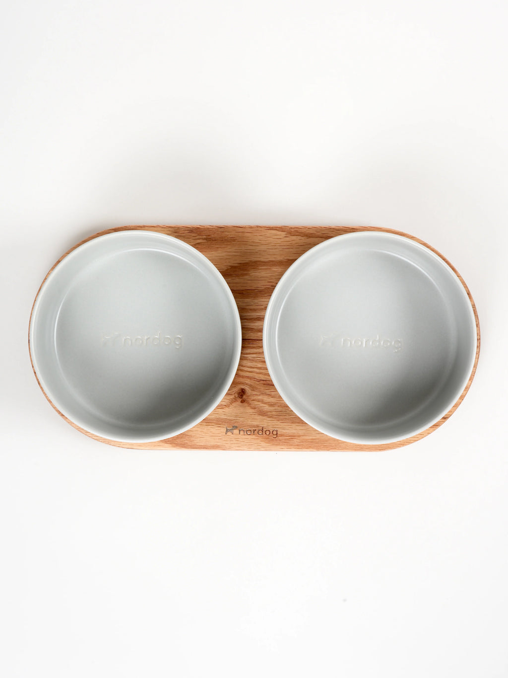 Dvojitá miska pre psa Barcelona (olejovaný dub, sivá)