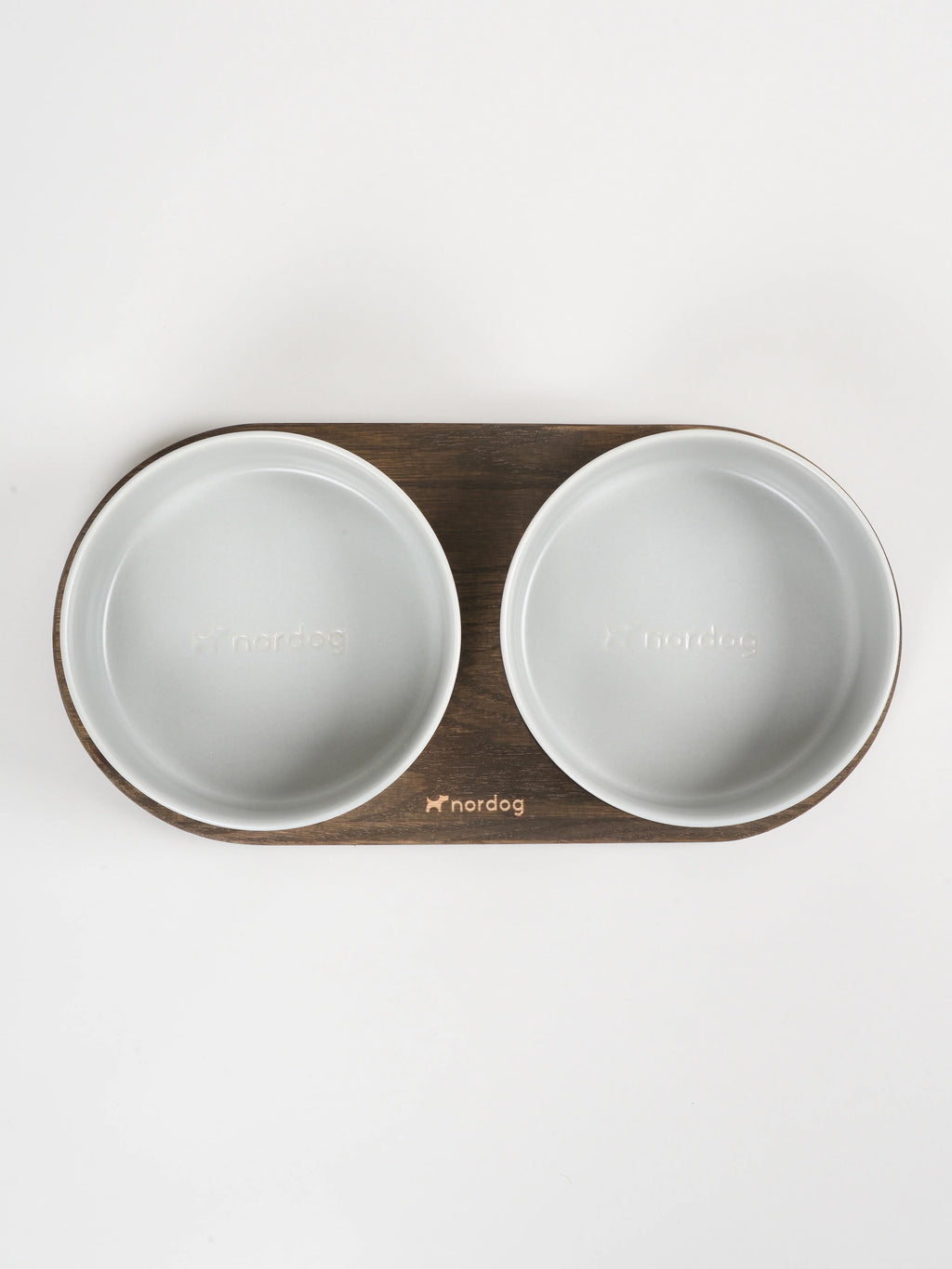 Miska pre psa Barcelona Double (údený dub, sivá)