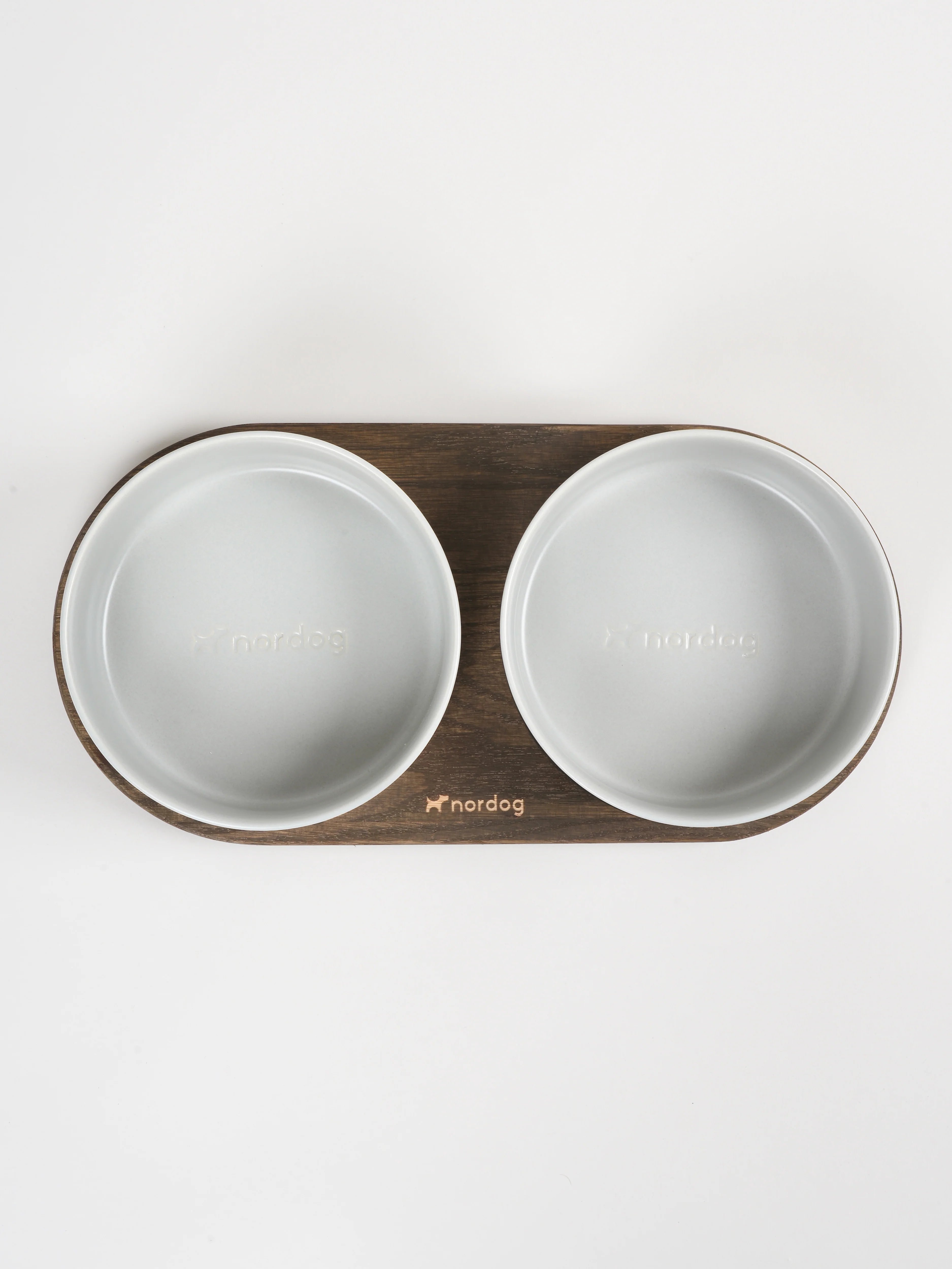 Miska pre psa Barcelona Double (údený dub, sivá)